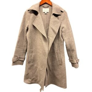 Banana Republic Trench Coat Women's Medium Taupe Wool Angora Open Front Belted